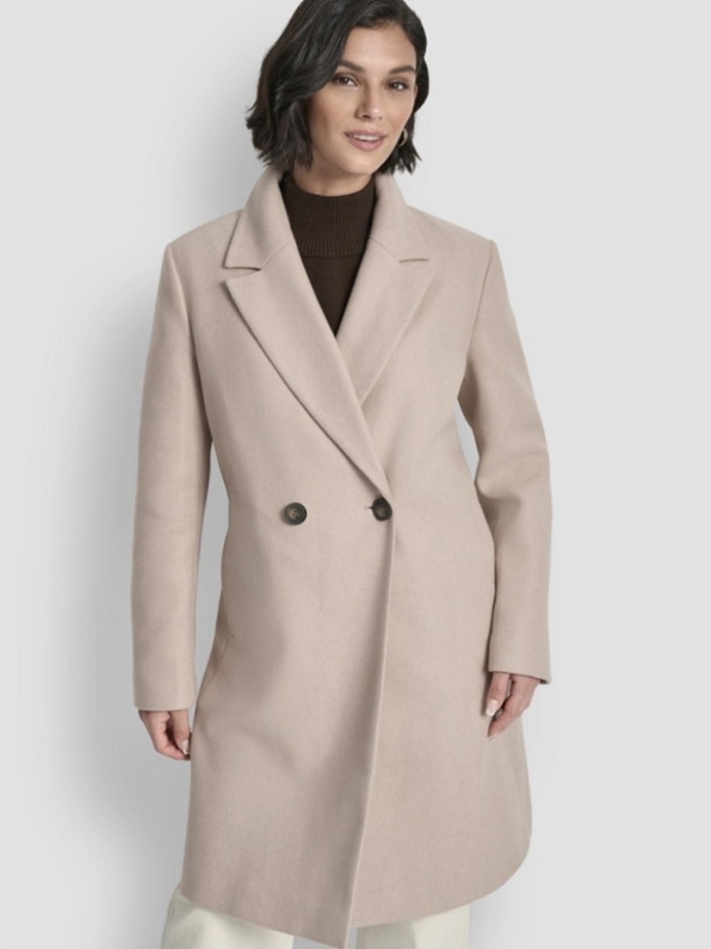 DKNY Light Beige Double-Breasted Trench Coat NWOT